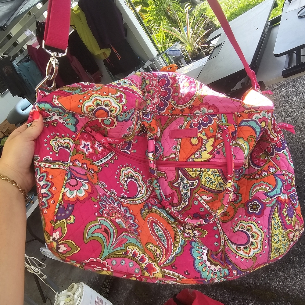 Vera Bradley Pink and Orange Paisley Weekender Tote